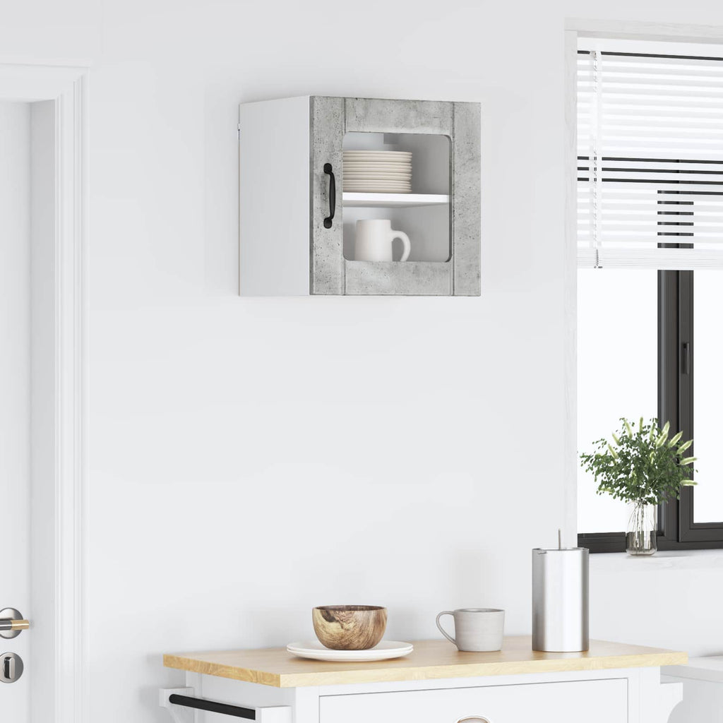 vidaXL Szafka szklana na ścianę LUCCA Betonowy szary 40 x 31 x 40 cm