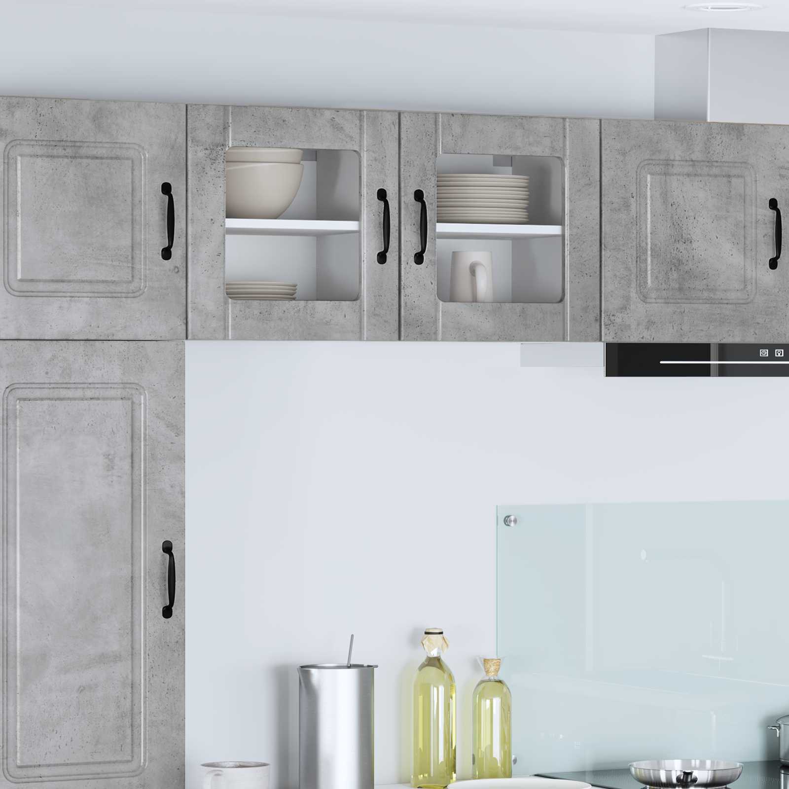 vidaXL Szafka szklana na ścianę LUCCA 2 pcs Betonowy szary