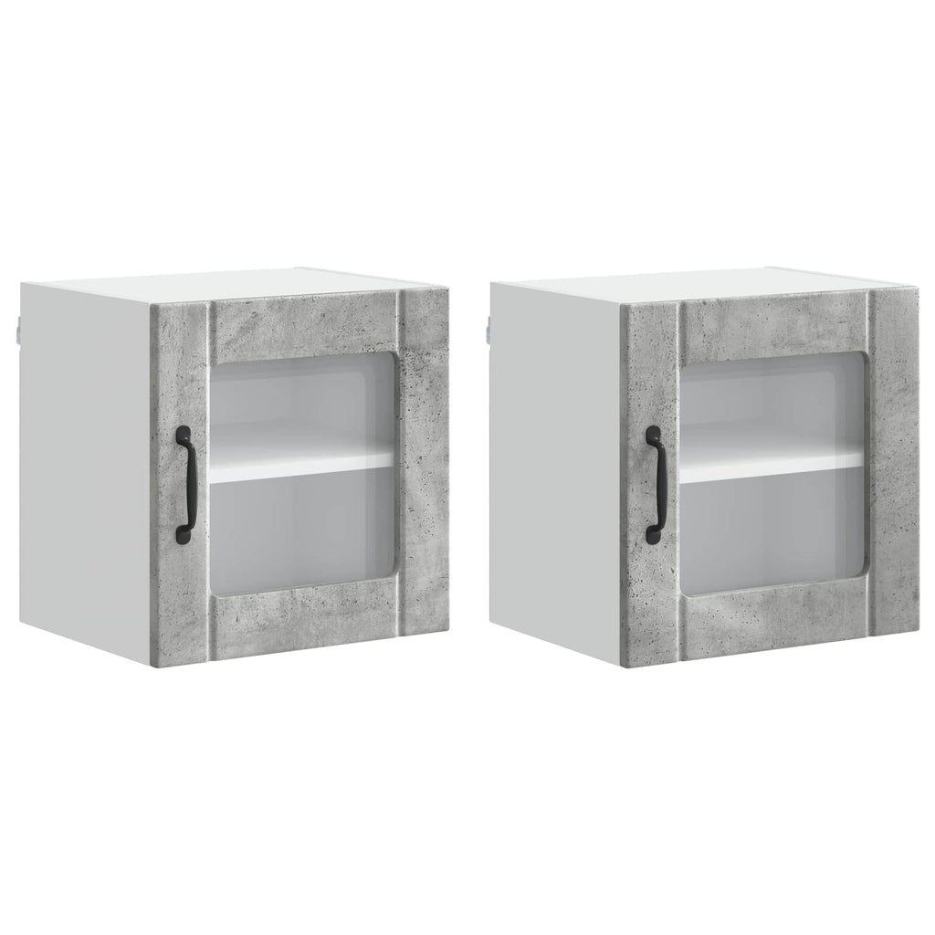 vidaXL Szafka szklana na ścianę LUCCA 2 pcs Betonowy szary