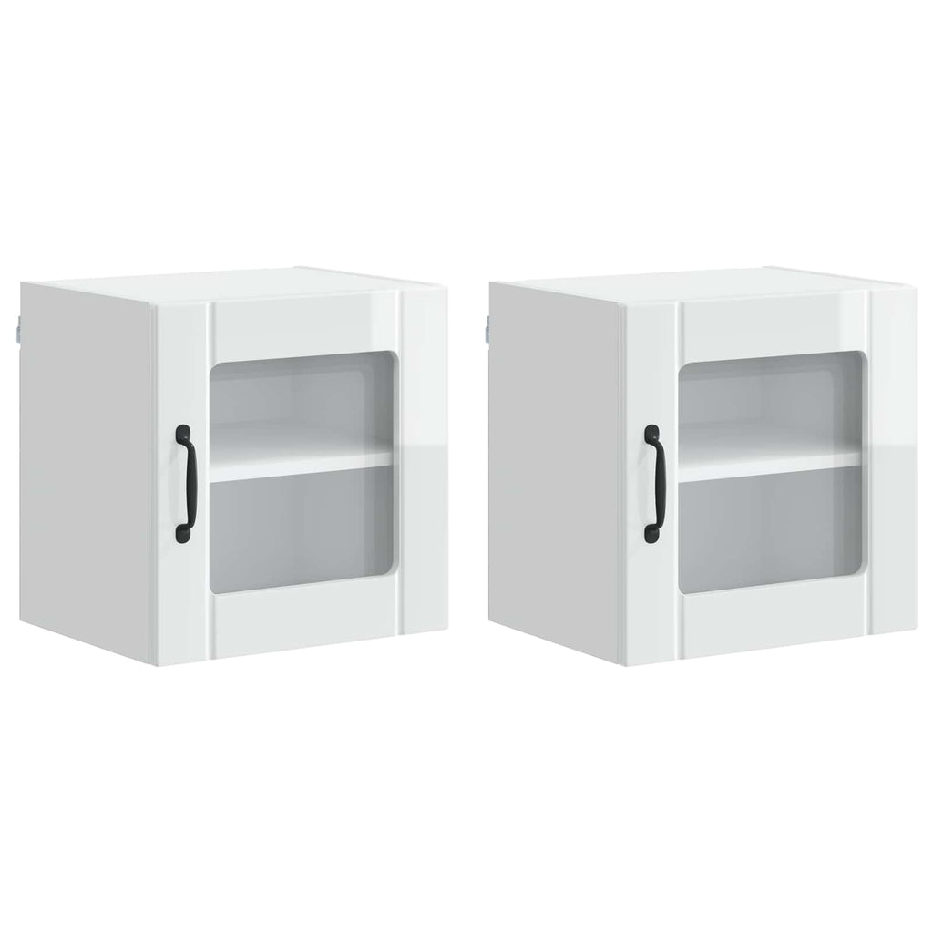 vidaXL Szafka szklana na ścianę LUCCA 2 pcs Biały wysoki połysk