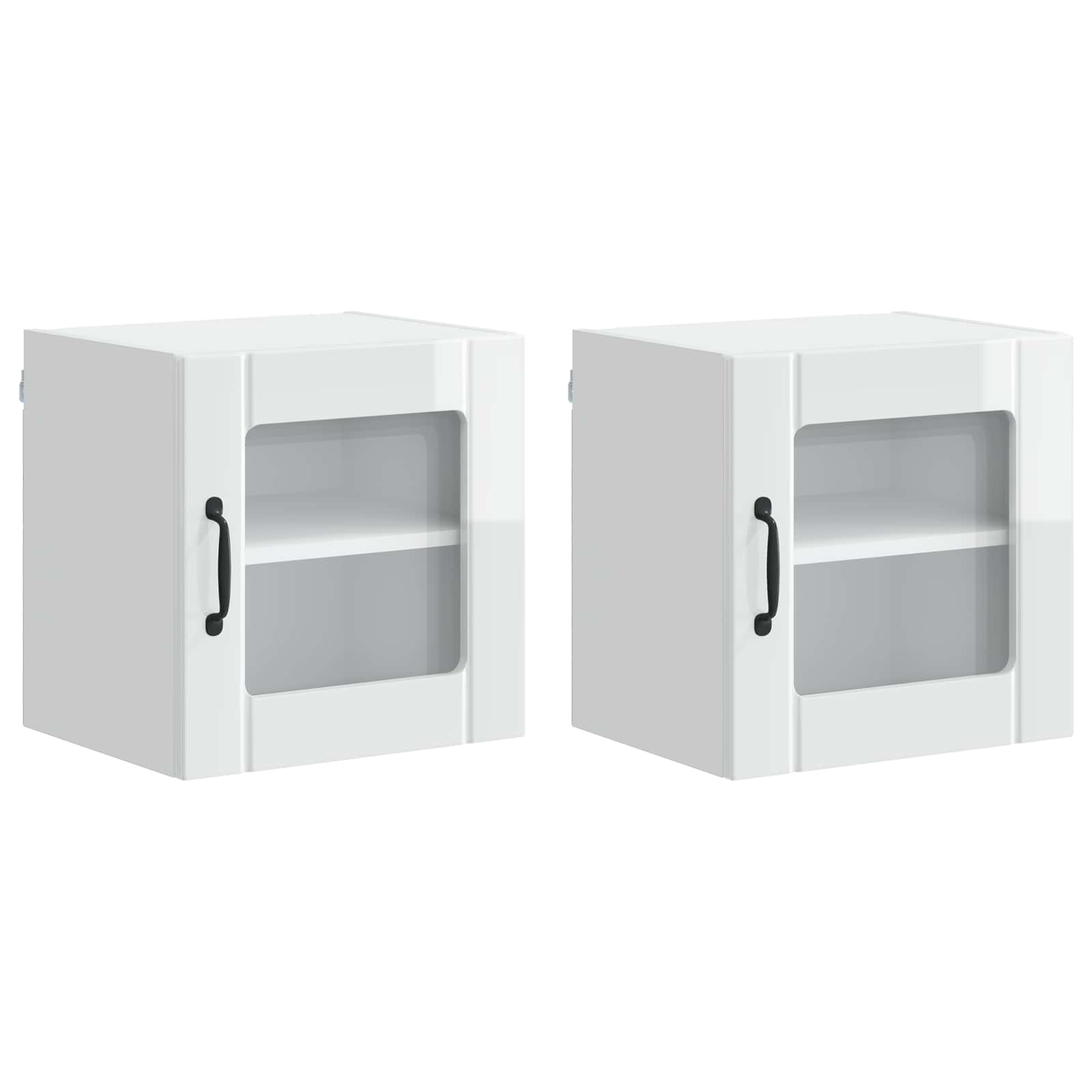 vidaXL Szafka szklana na ścianę LUCCA 2 pcs Biały wysoki połysk