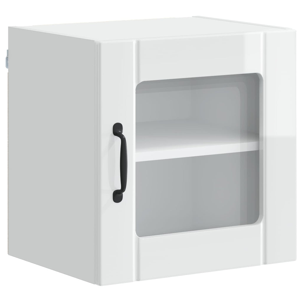 vidaXL Szafka szklana na ścianę LUCCA 2 pcs Biały wysoki połysk