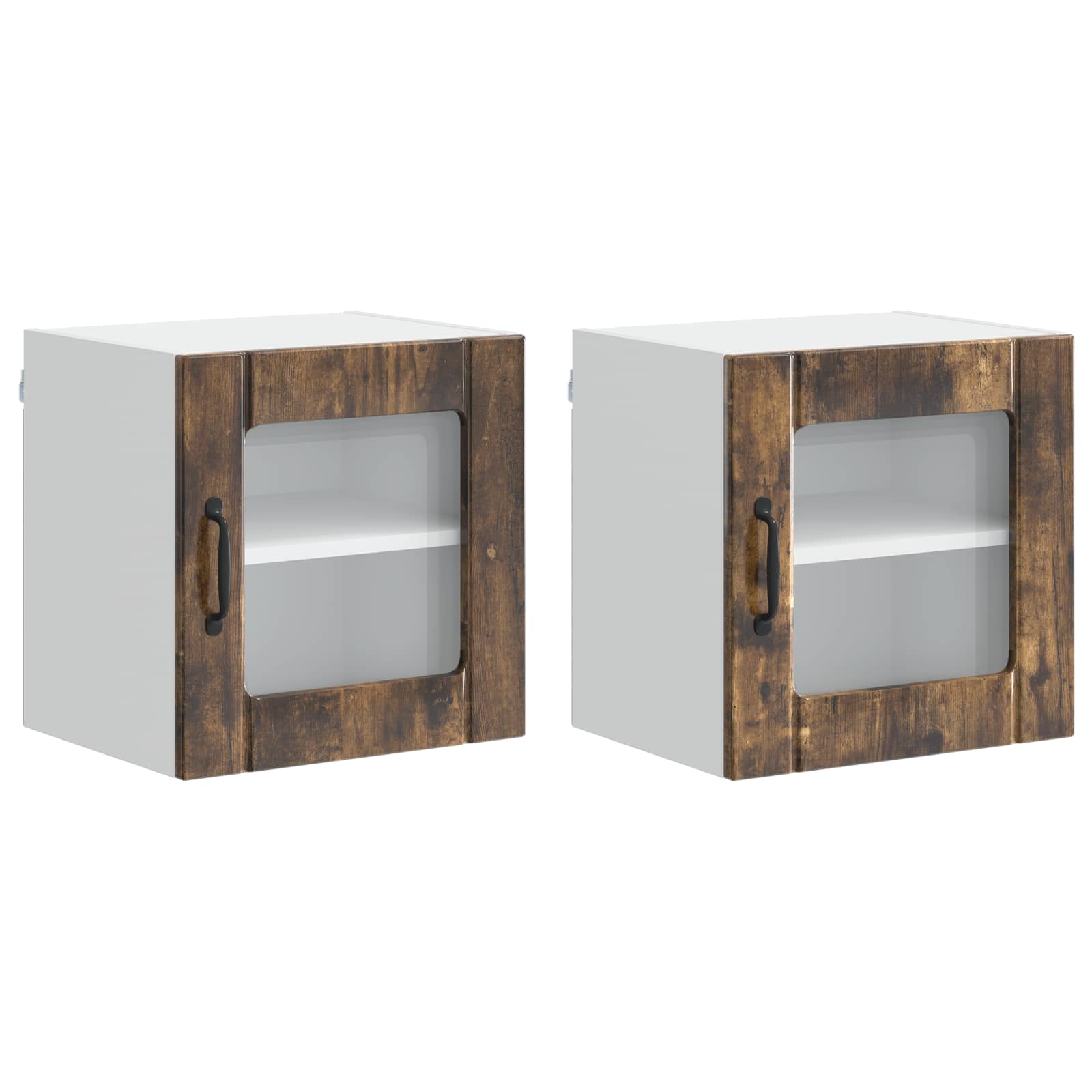 vidaXL Szafka szklana na ścianę LUCCA 2 pcs Dąb wędzony