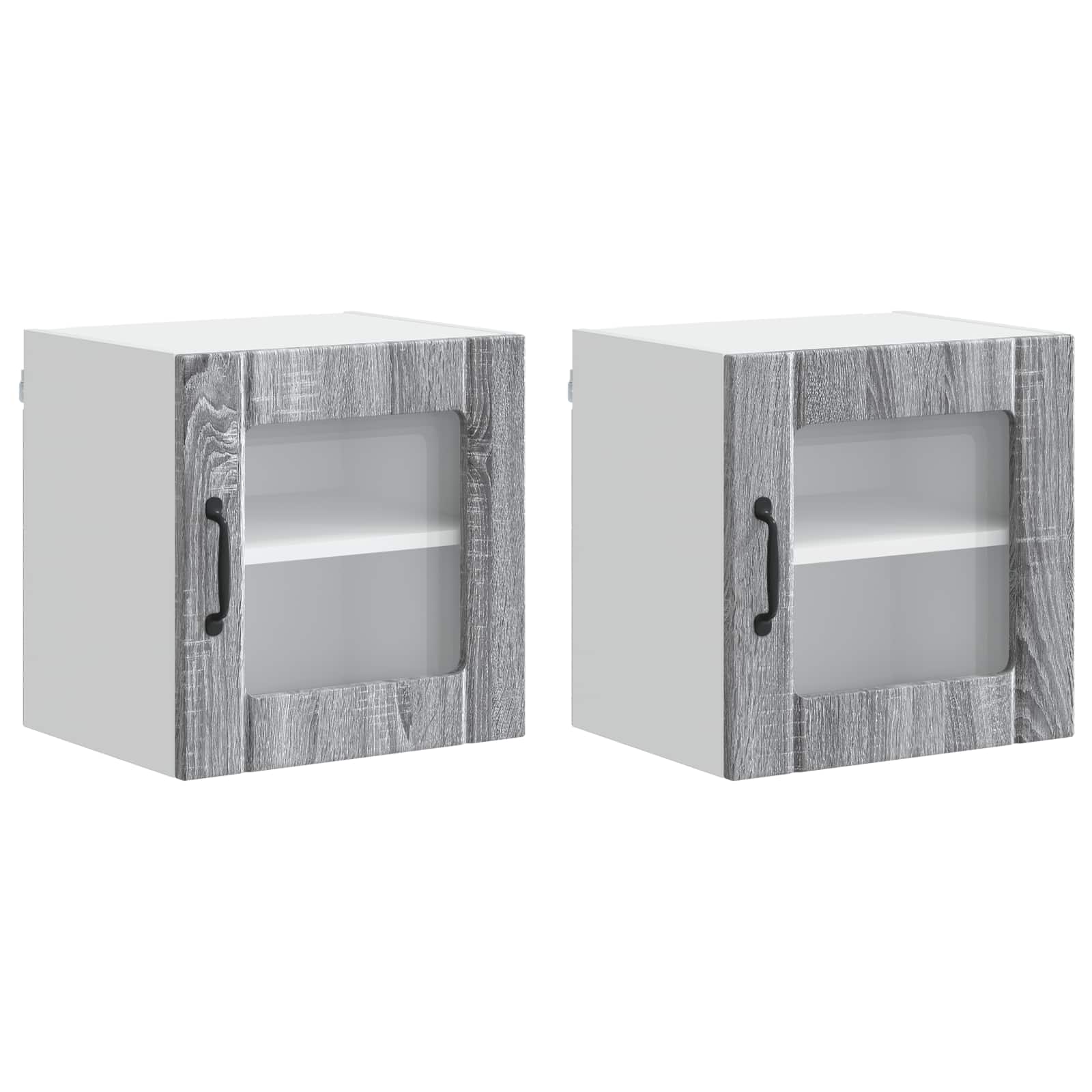 vidaXL Szafka szklana na ścianę LUCCA 2 pcs Szary Sonoma