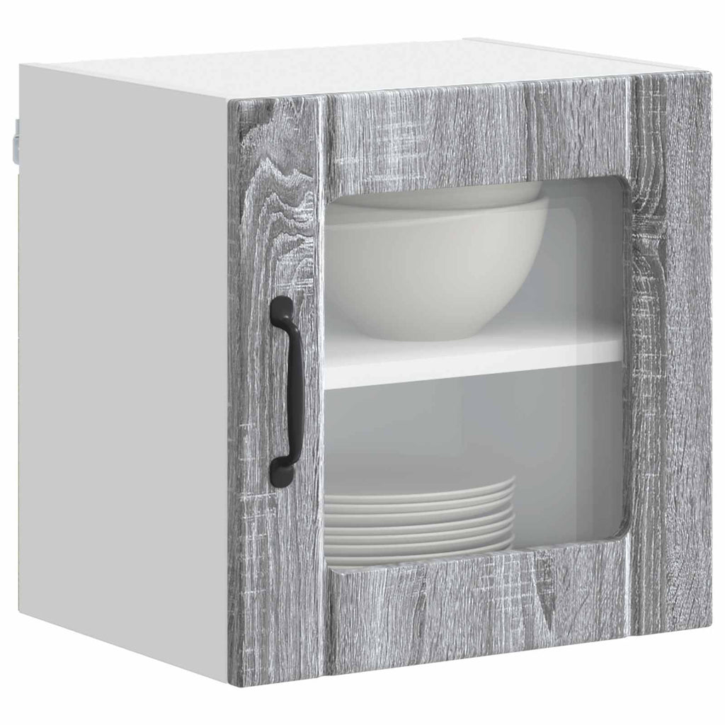 vidaXL Szafka szklana na ścianę LUCCA 2 pcs Szary Sonoma