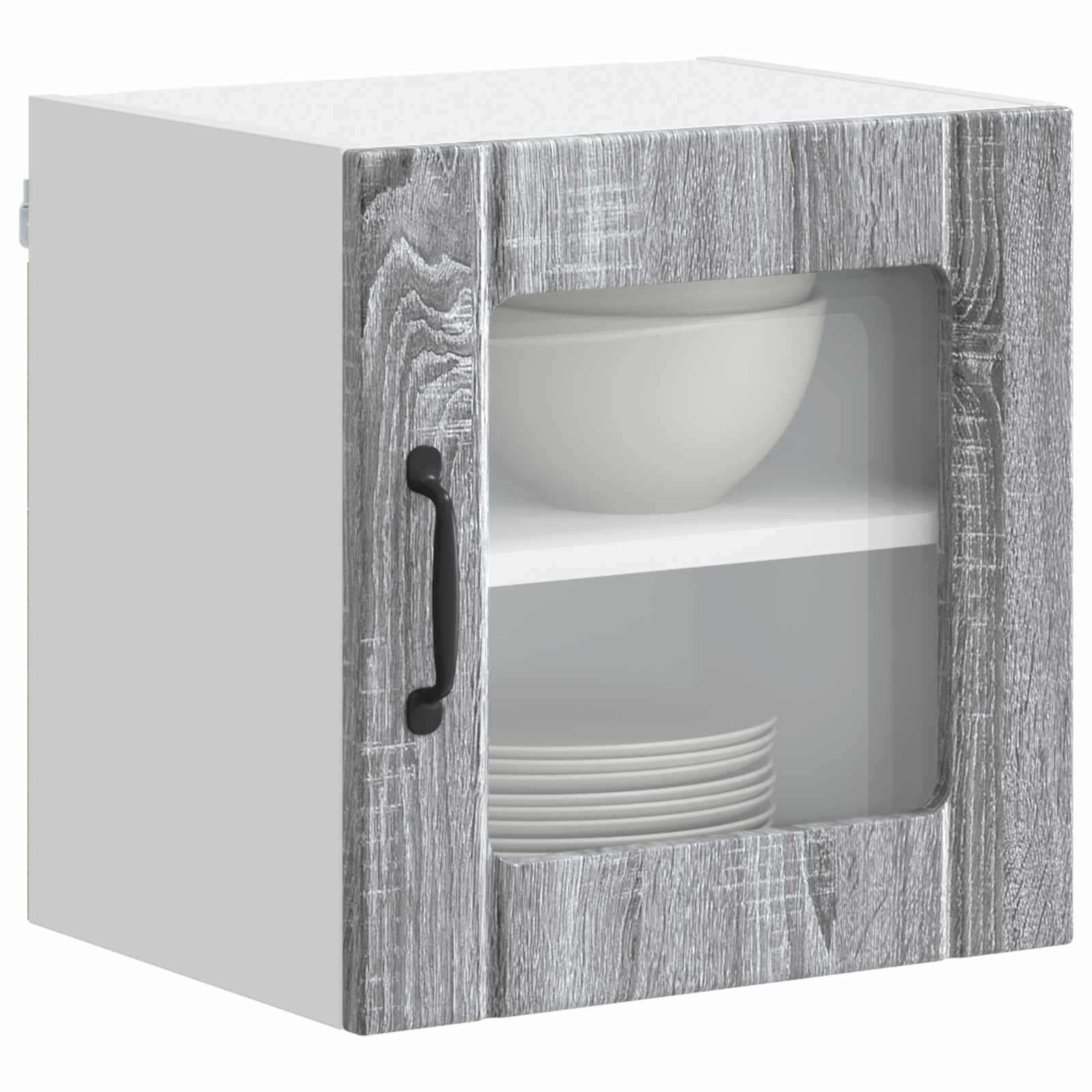 vidaXL Szafka szklana na ścianę LUCCA 2 pcs Szary Sonoma