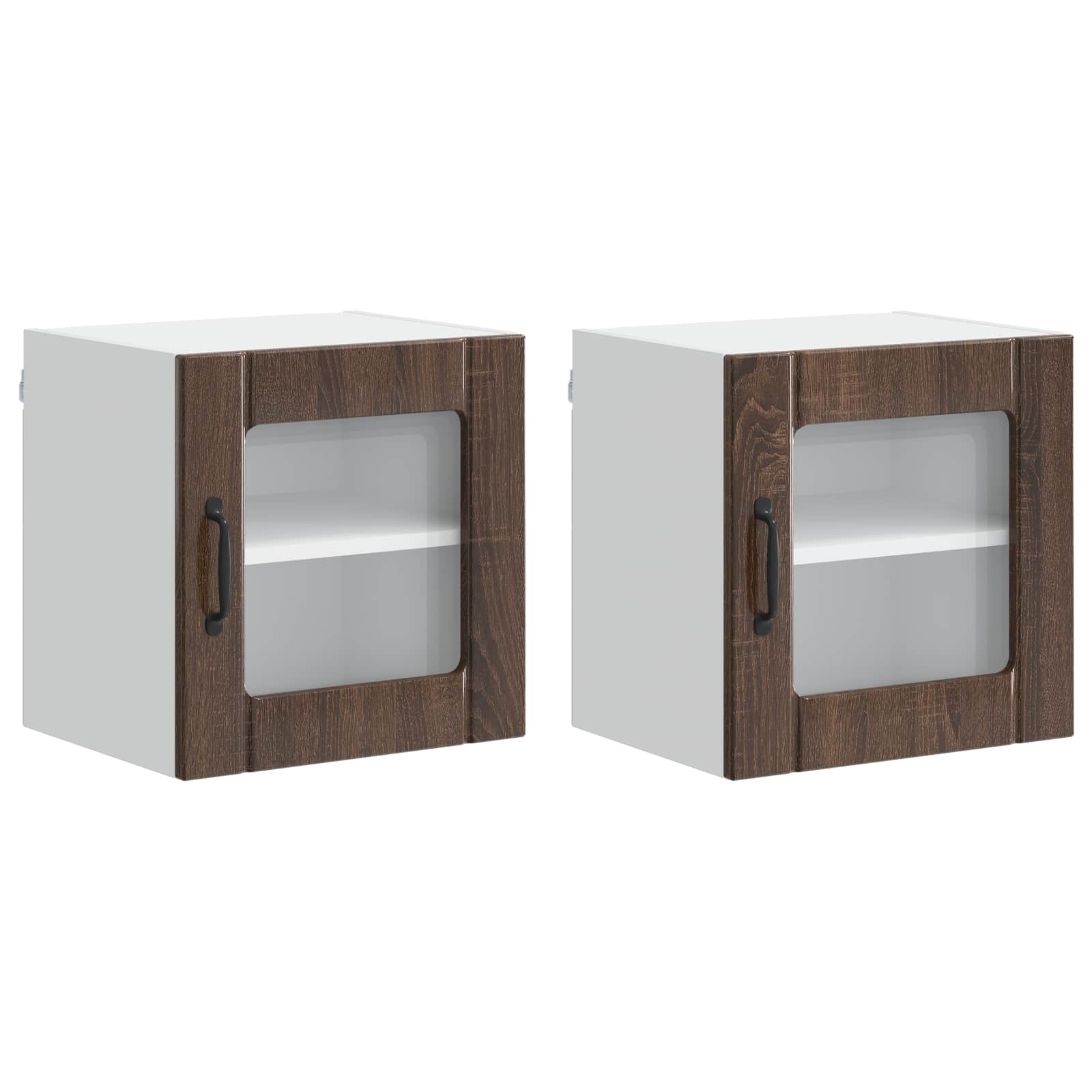 vidaXL Szafka szklana na ścianę LUCCA 2 pcs Brązowy dąb