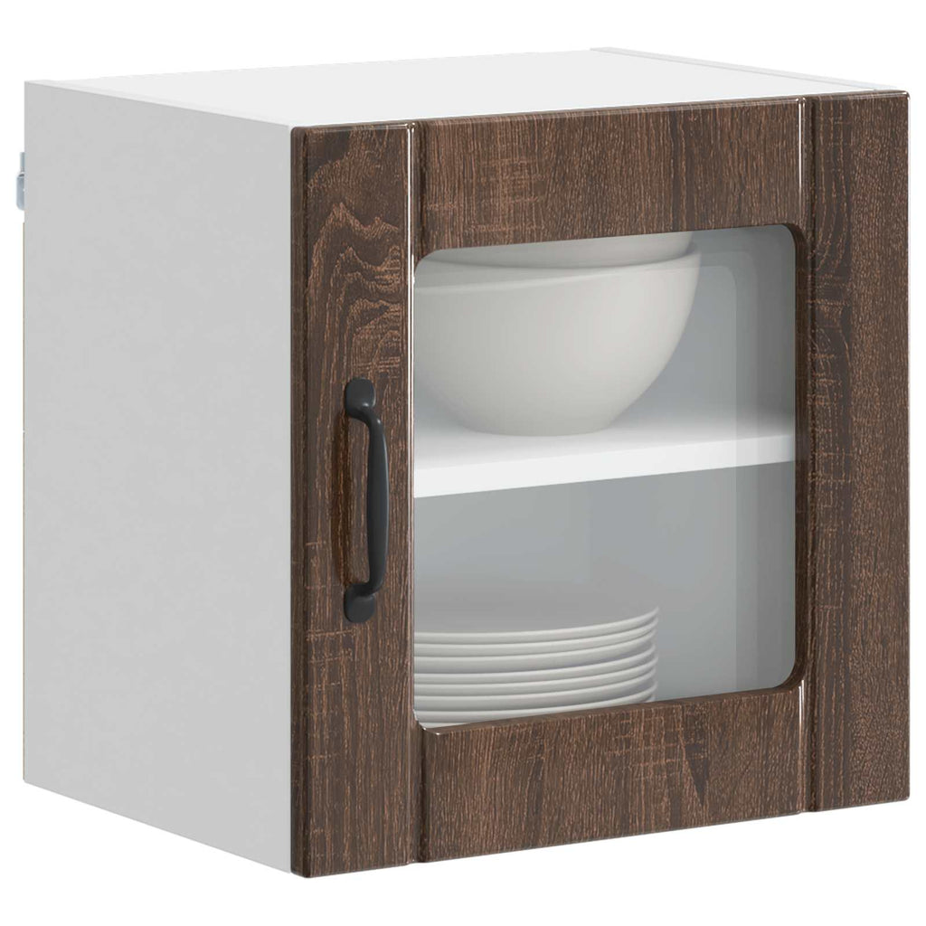 vidaXL Szafka szklana na ścianę LUCCA 2 pcs Brązowy dąb
