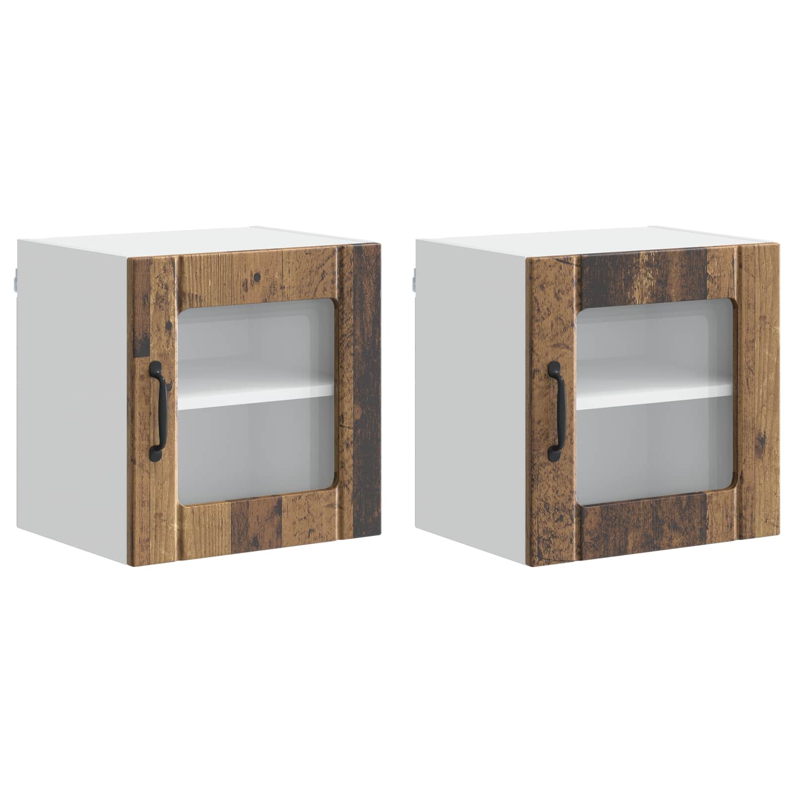 vidaXL Szafka szklana na ścianę LUCCA 2 pcs Stare drewno