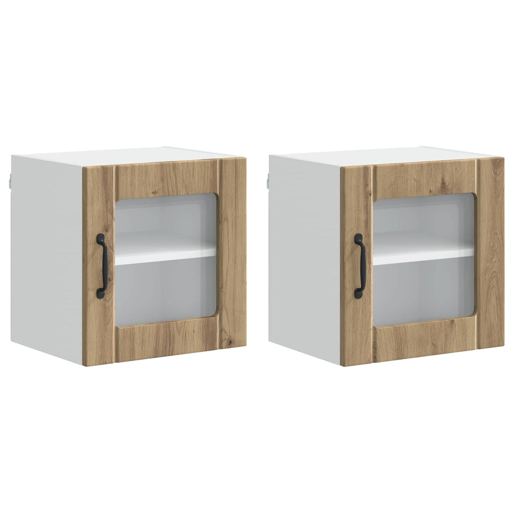 vidaXL Szafka szklana na ścianę LUCCA 2 pcs Dąb artisan