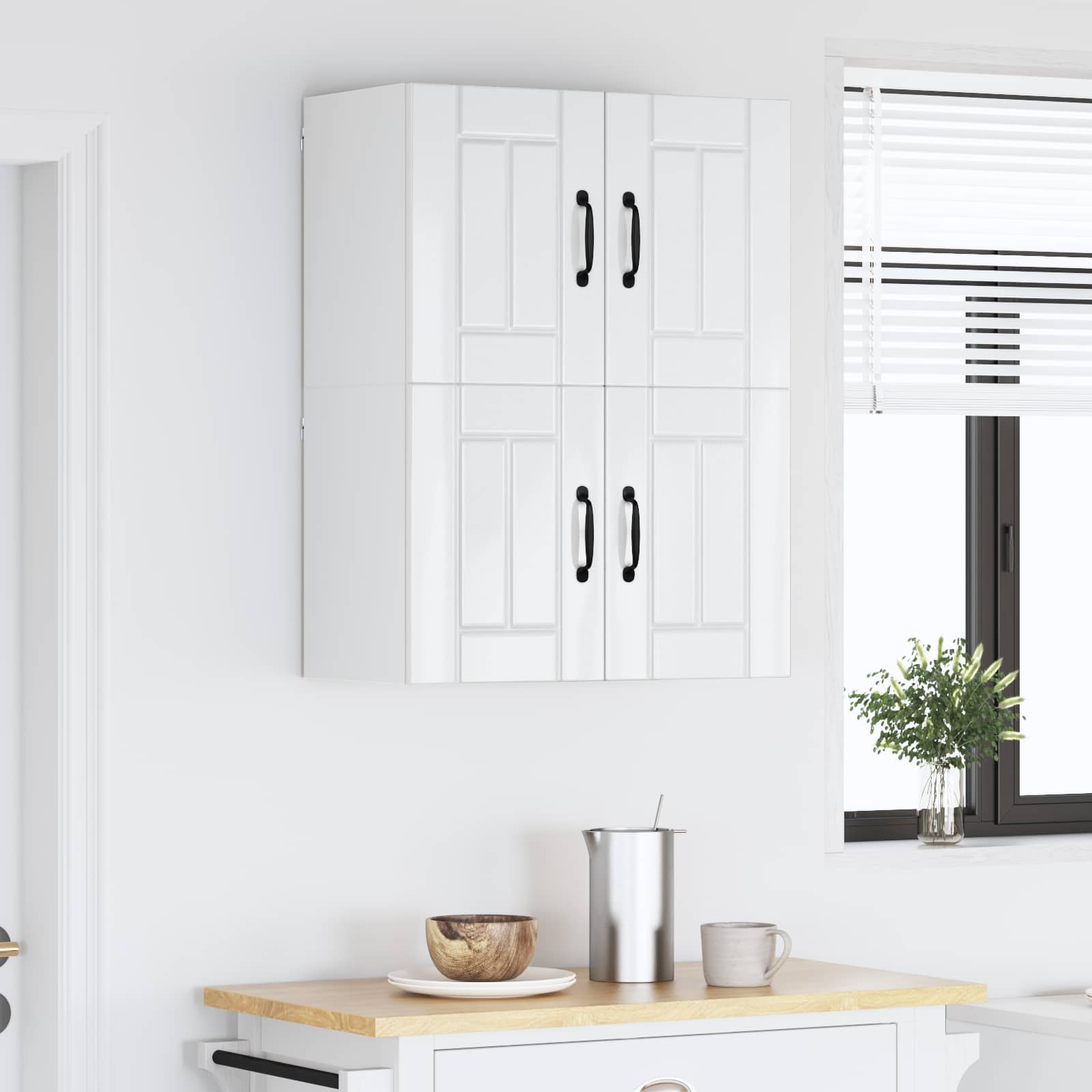 vidaXL Szafka ścienna LUCCA 2 pcs Biały wysoki połysk 60 x 31 x 40 cm