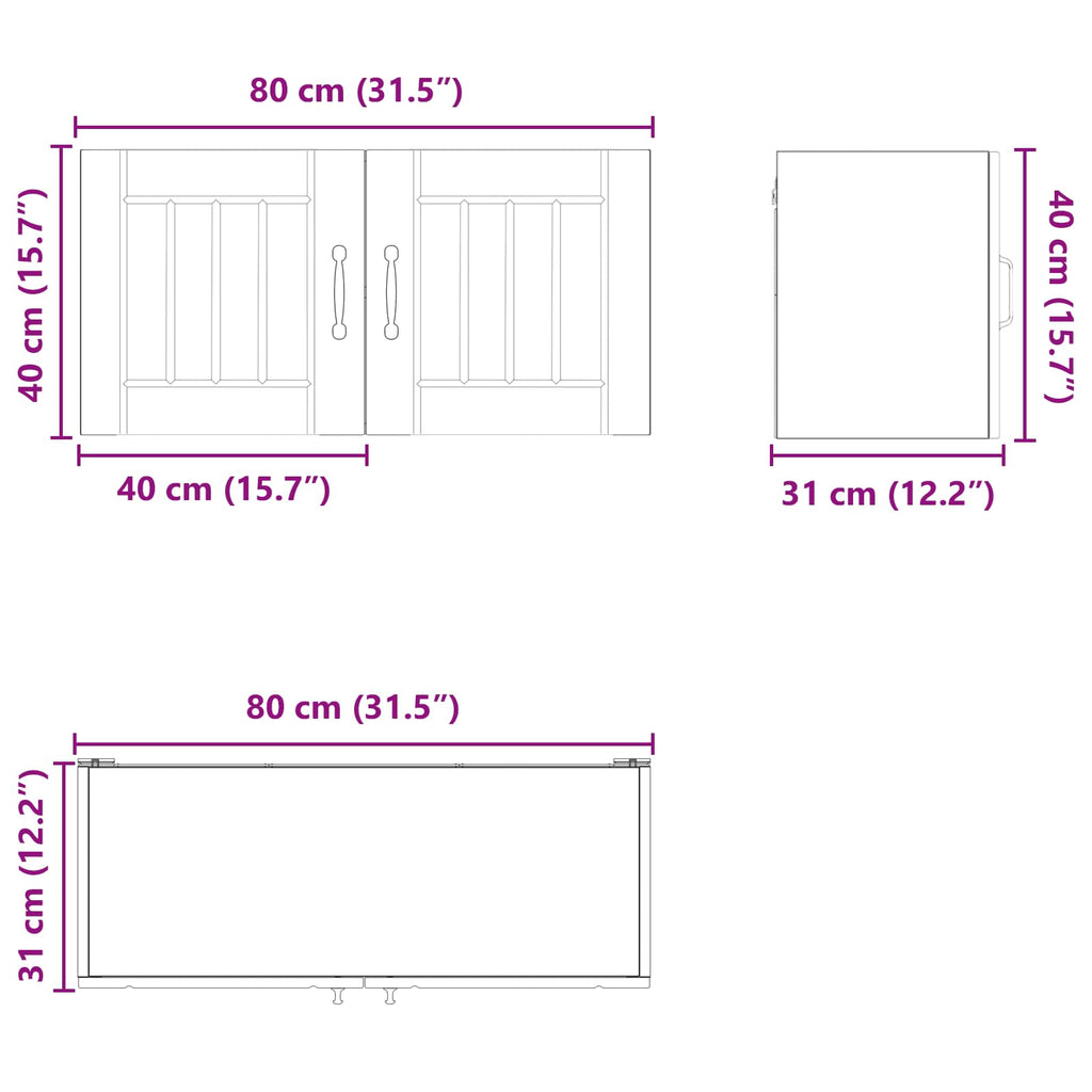 vidaXL Szafka ścienna LUCCA Stare drewno 80 x 31 x 40 cm