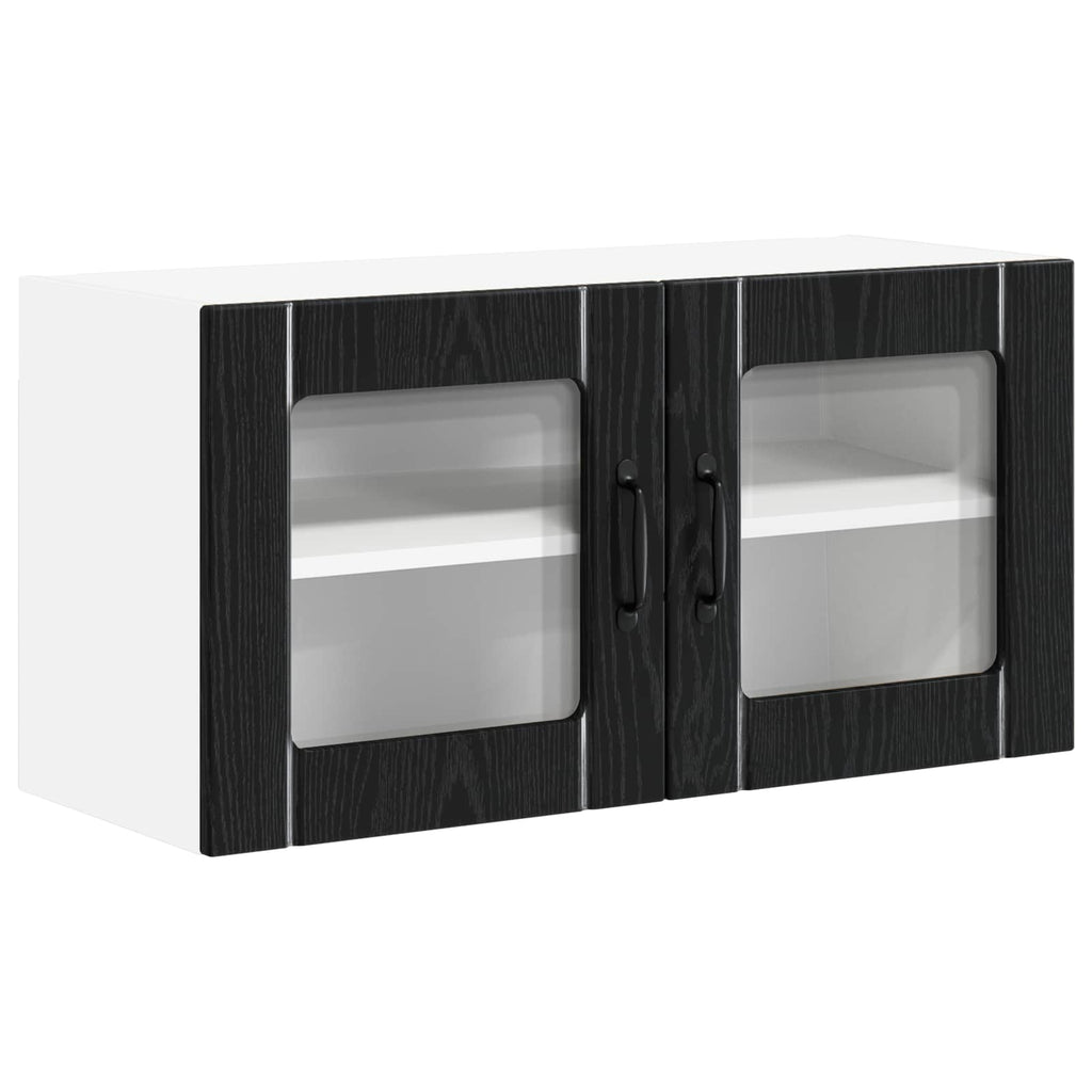 vidaXL Szafka szklana na ścianę LUCCA Czarny dąb 80 x 31 x 40 cm