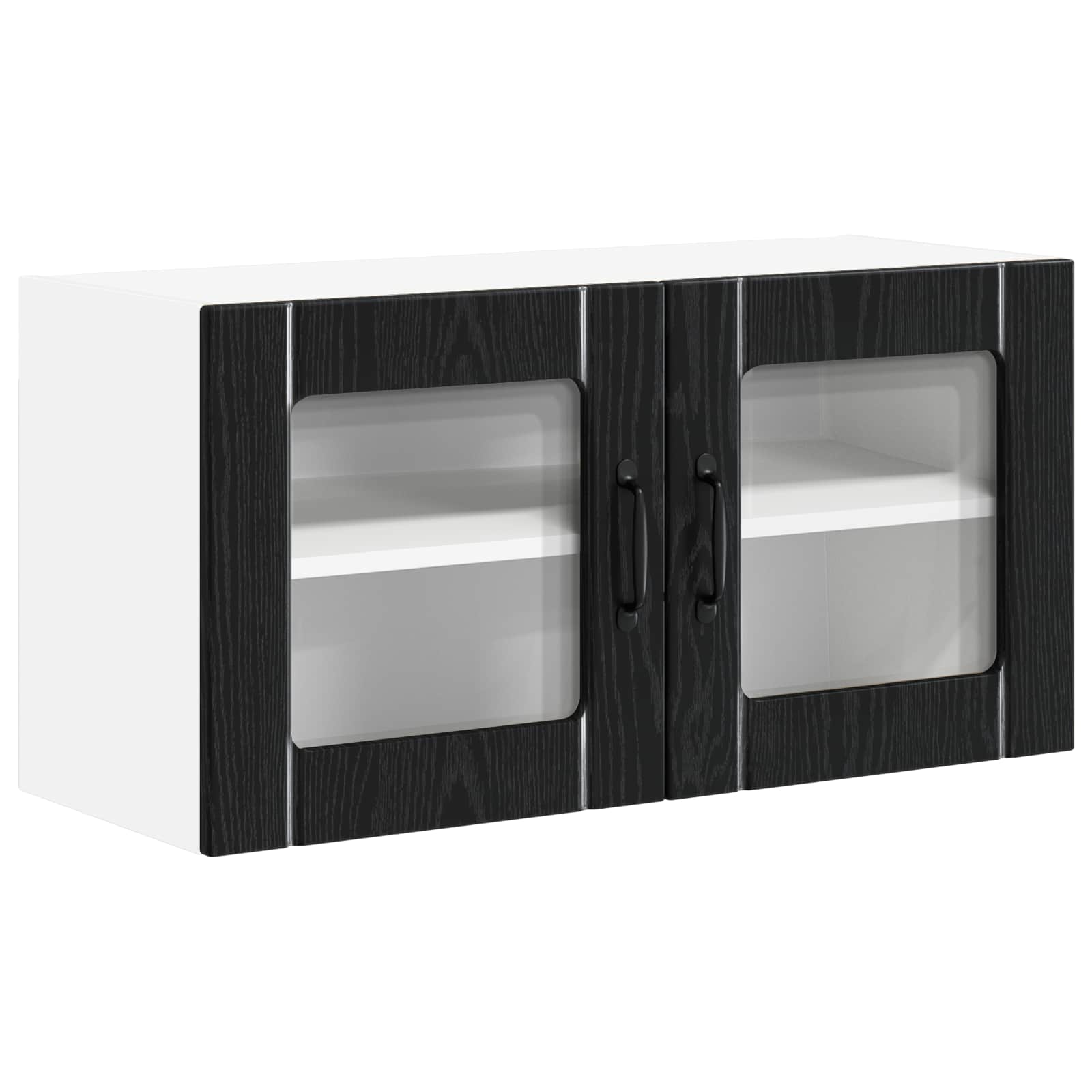 vidaXL Szafka szklana na ścianę LUCCA Czarny dąb 80 x 31 x 40 cm