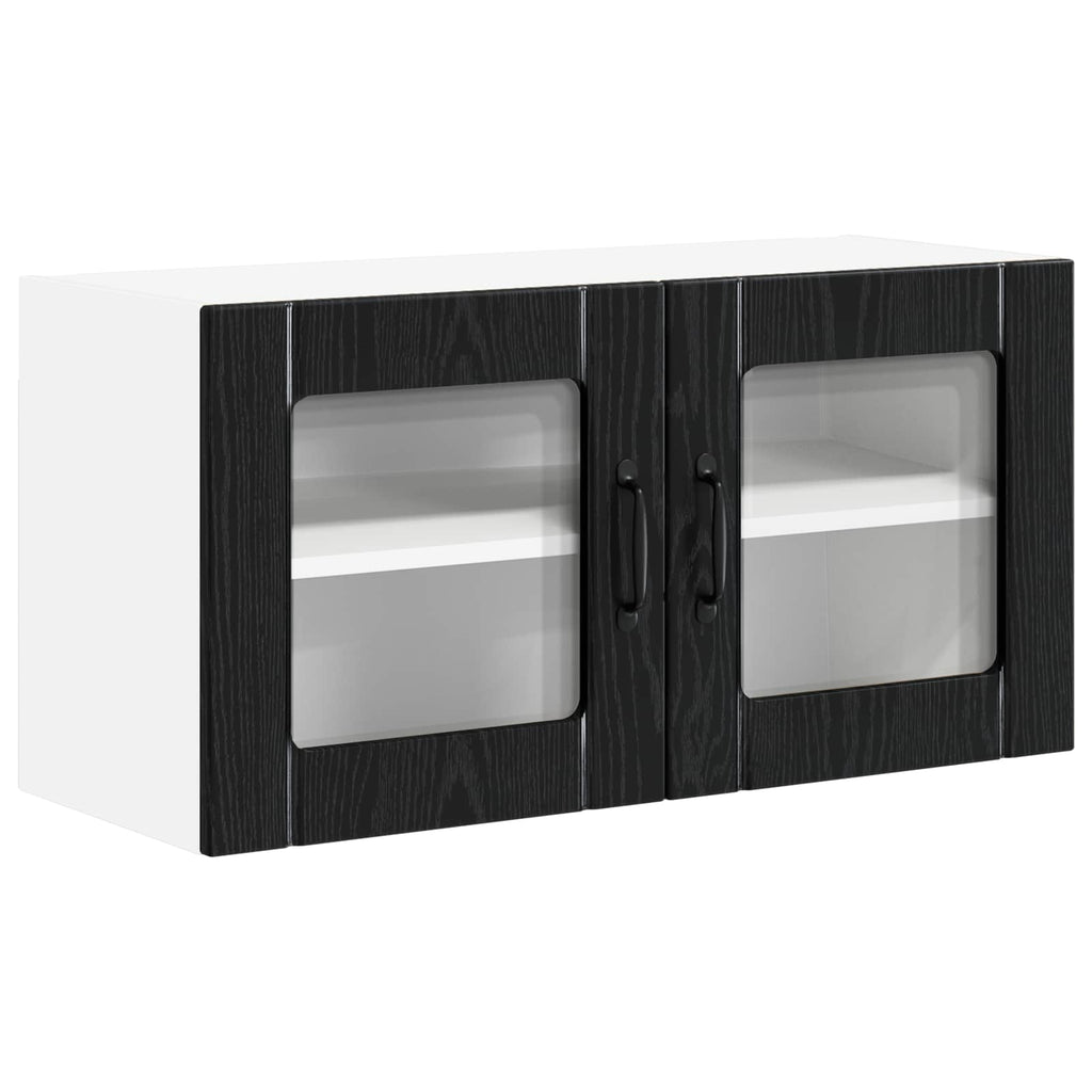 vidaXL Szafka szklana na ścianę LUCCA Czarny dąb 80 x 31 x 40 cm