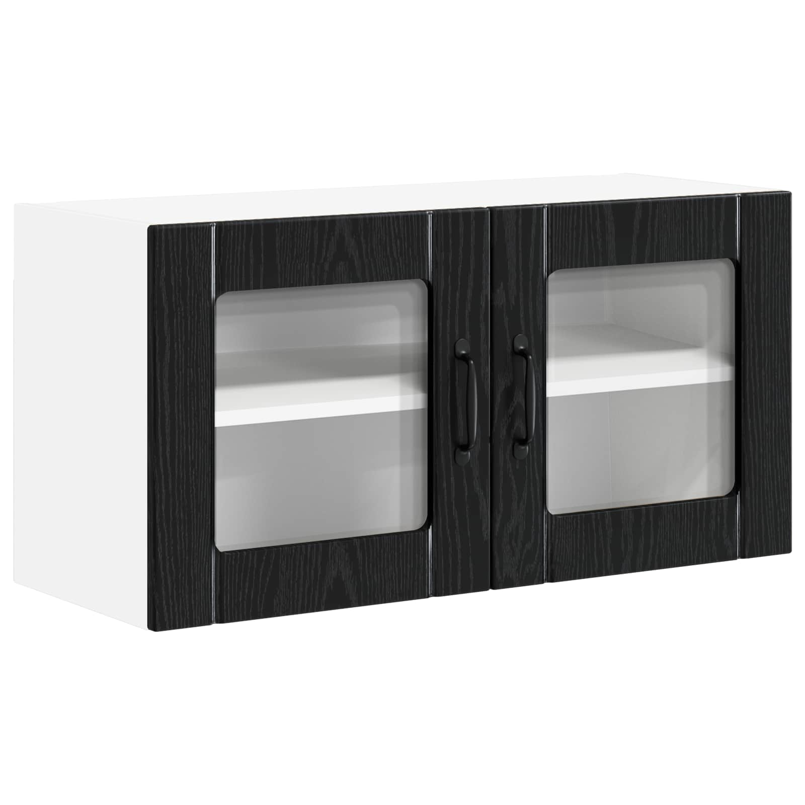 vidaXL Szafka szklana na ścianę LUCCA Czarny dąb 80 x 31 x 40 cm