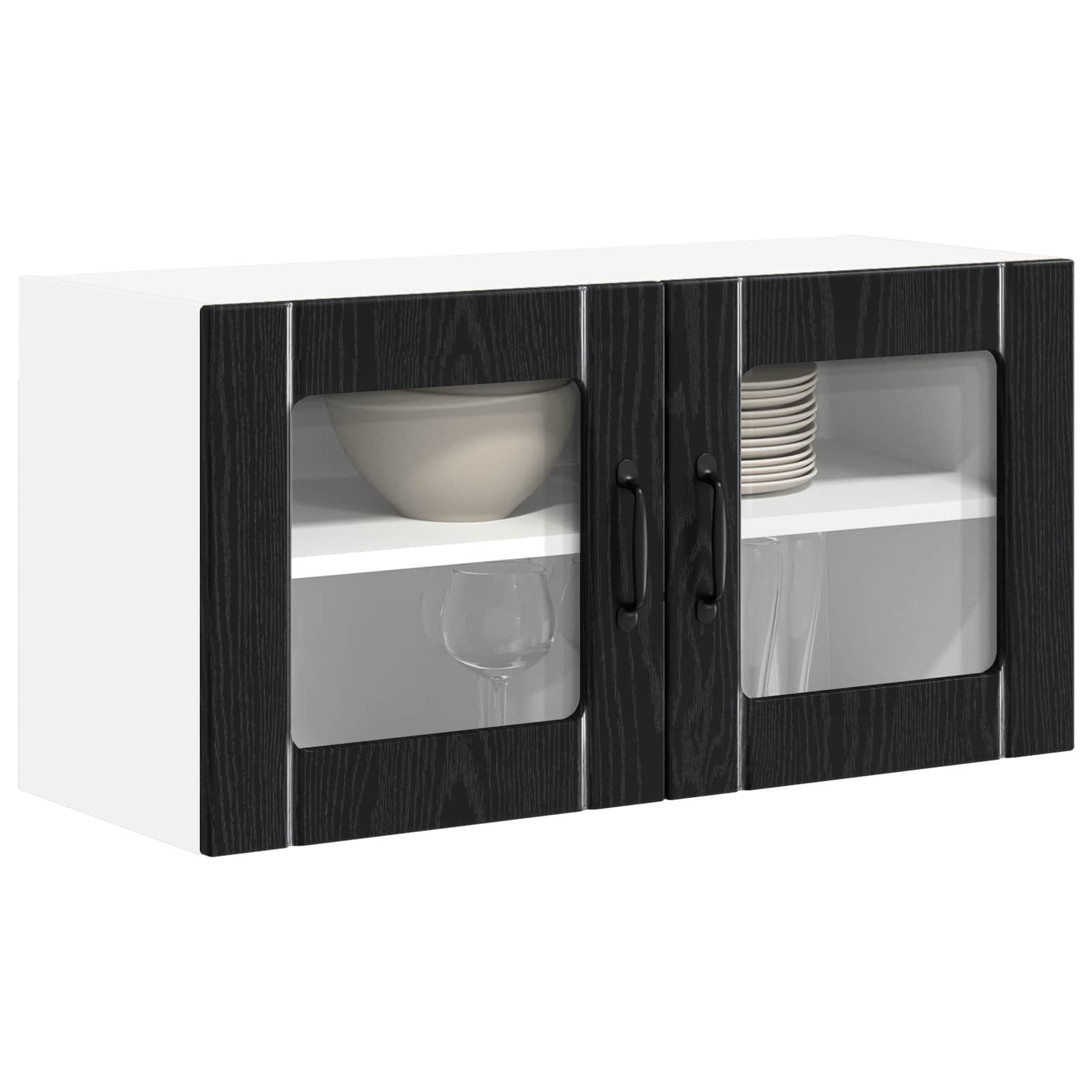vidaXL Szafka szklana na ścianę LUCCA Czarny dąb 80 x 31 x 40 cm