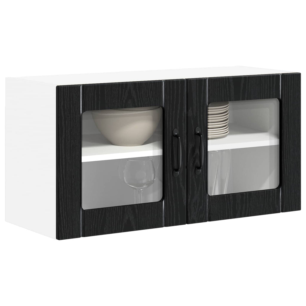 vidaXL Szafka szklana na ścianę LUCCA Czarny dąb 80 x 31 x 40 cm