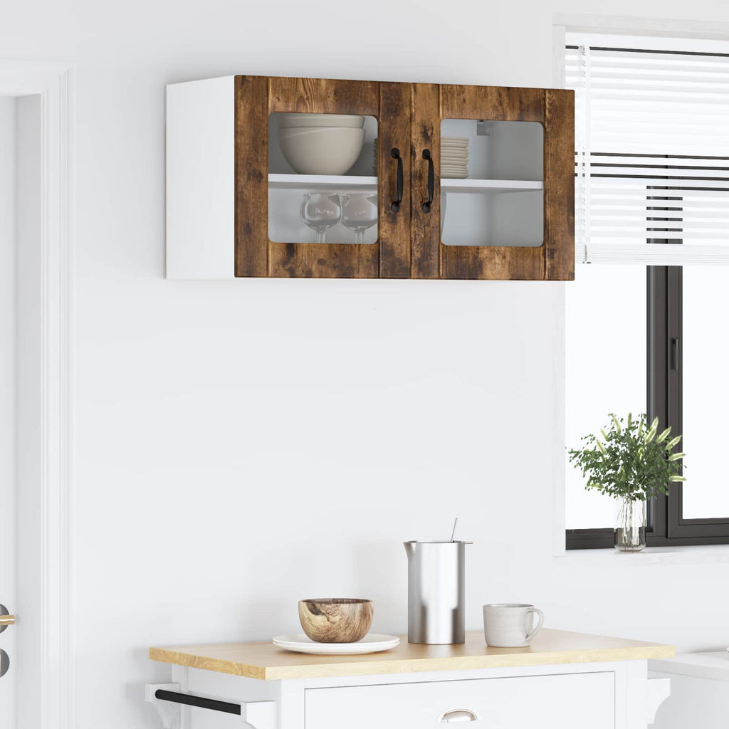 vidaXL Szafka szklana na ścianę LUCCA Dąb wędzony 80 x 31 x 40 cm