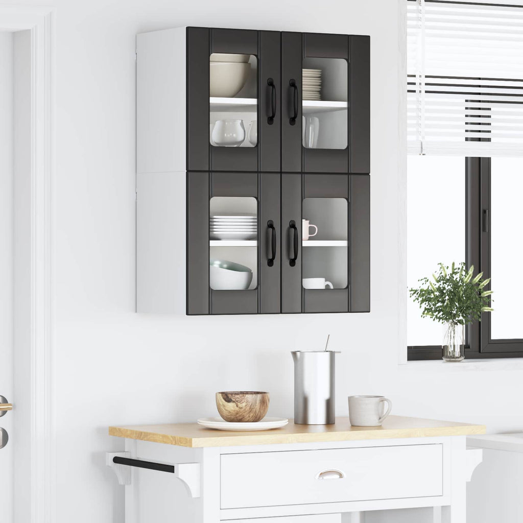 vidaXL Szafka szklana na ścianę LUCCA 2 pcs Czarny 60 x 31 x 40 cm