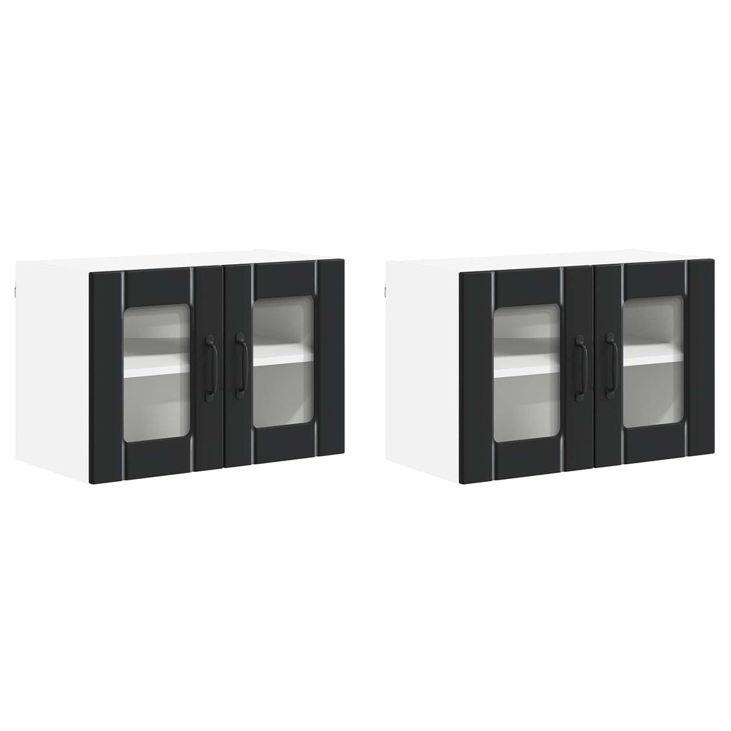vidaXL Szafka szklana na ścianę LUCCA 2 pcs Czarny 60 x 31 x 40 cm
