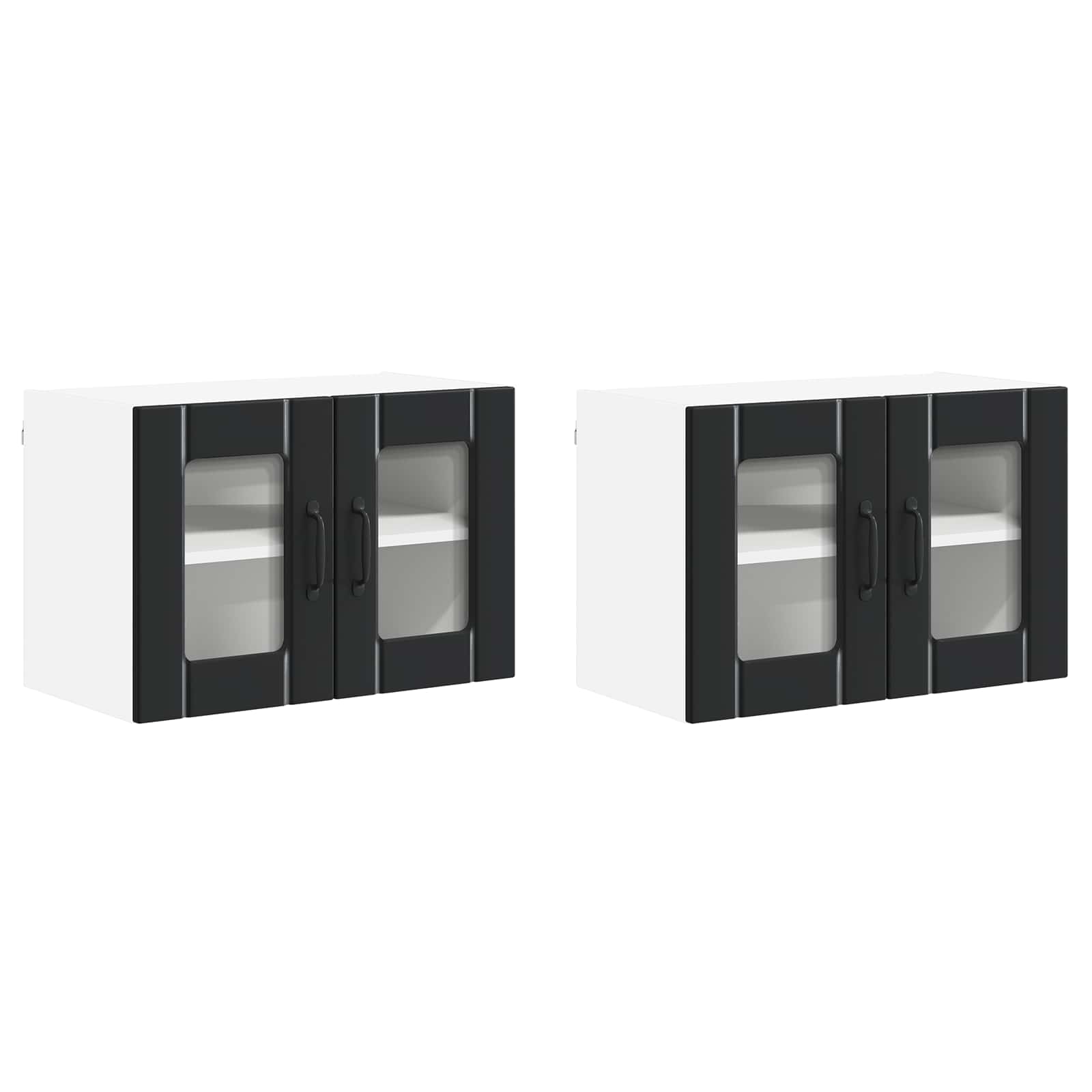 vidaXL Szafka szklana na ścianę LUCCA 2 pcs Czarny 60 x 31 x 40 cm