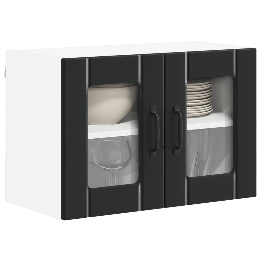 vidaXL Szafka szklana na ścianę LUCCA 2 pcs Czarny 60 x 31 x 40 cm