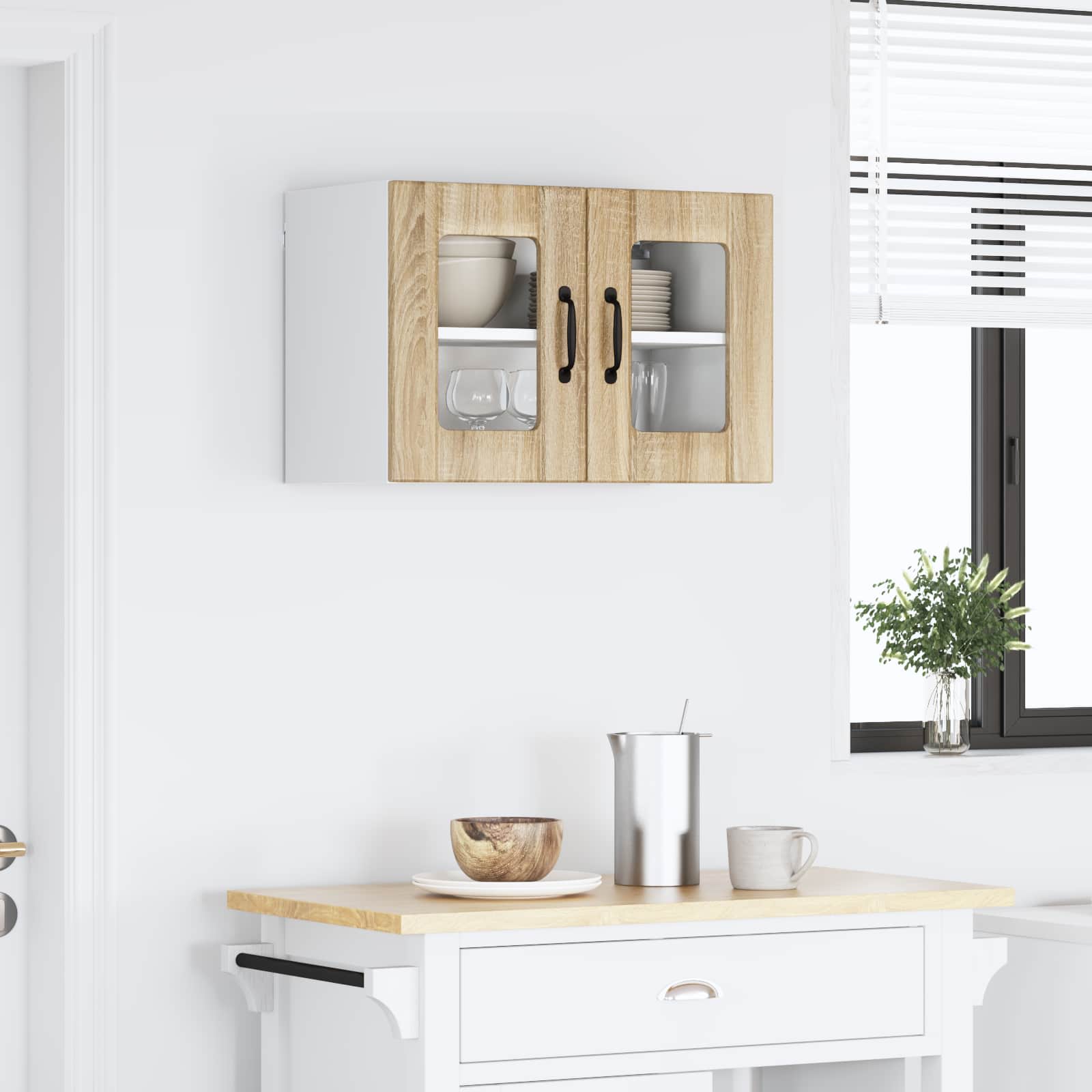 vidaXL Szafka szklana na ścianę LUCCA dąb Sonoma 60 x 31 x 40 cm