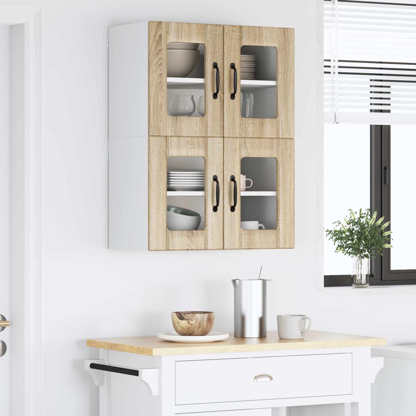 vidaXL Szafka szklana na ścianę LUCCA 2 pcs dąb Sonoma 60 x 31 x 40 cm