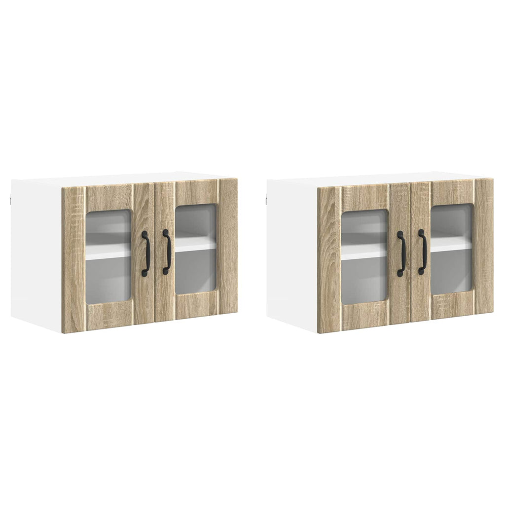 vidaXL Szafka szklana na ścianę LUCCA 2 pcs dąb Sonoma 60 x 31 x 40 cm