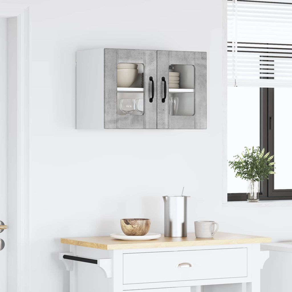vidaXL Szafka szklana na ścianę LUCCA Betonowy szary 60 x 31 x 40 cm
