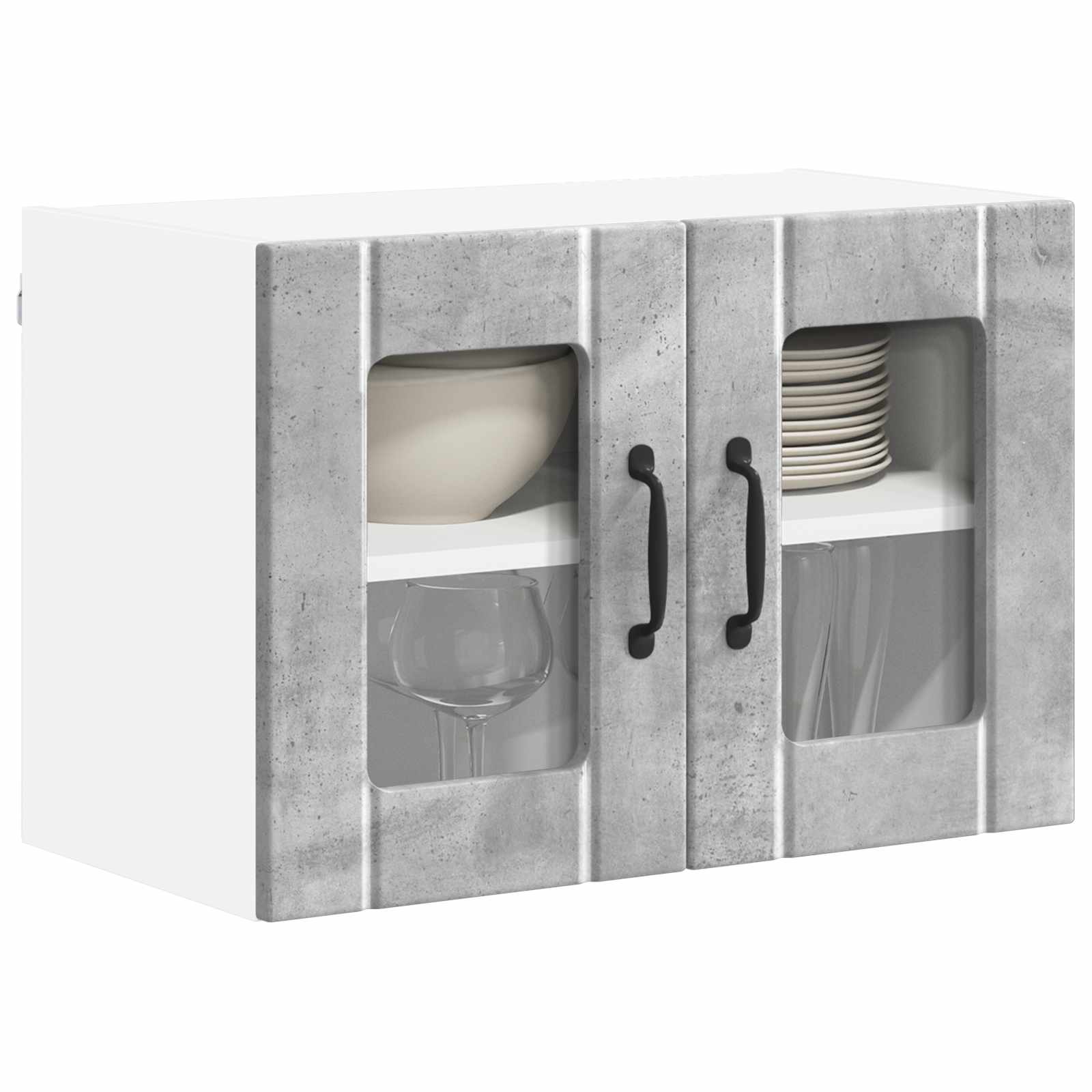 vidaXL Szafka szklana na ścianę LUCCA Betonowy szary 60 x 31 x 40 cm