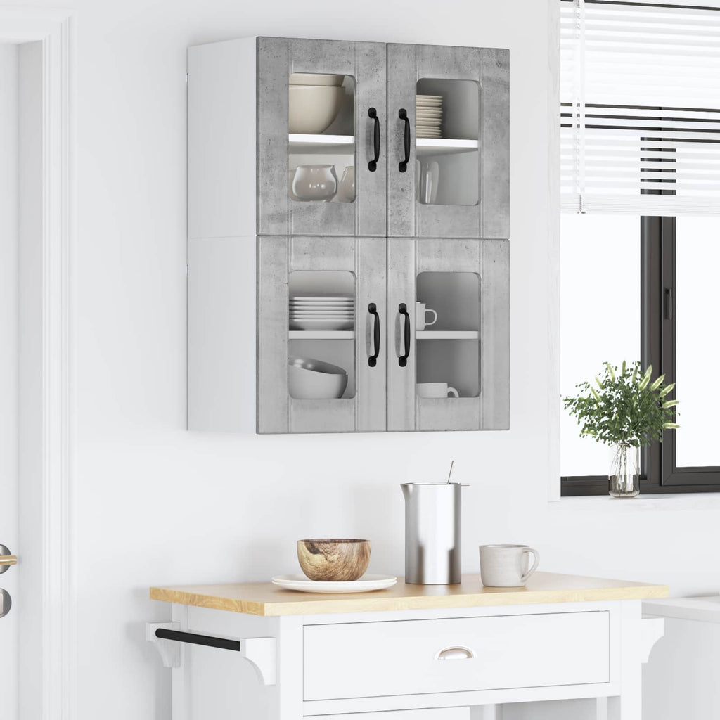 vidaXL Szafka szklana na ścianę LUCCA 2 pcs Betonowy szary