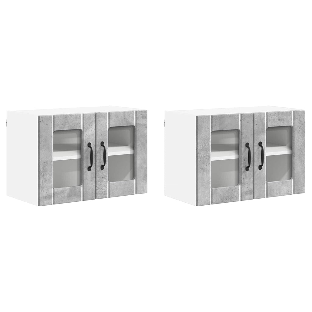 vidaXL Szafka szklana na ścianę LUCCA 2 pcs Betonowy szary