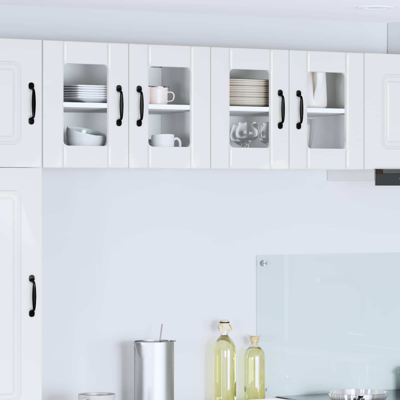 vidaXL Szafka szklana na ścianę LUCCA 2 pcs Biały wysoki połysk