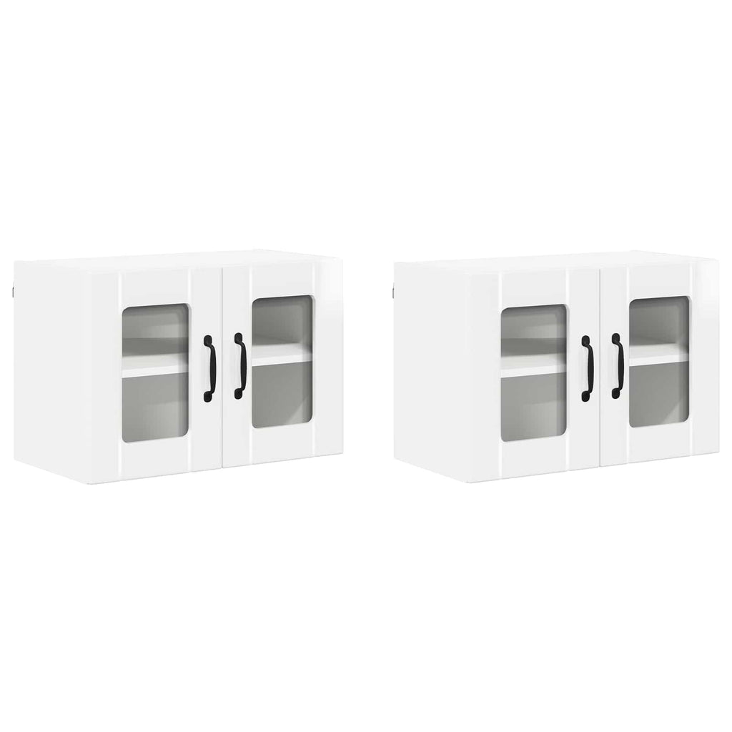 vidaXL Szafka szklana na ścianę LUCCA 2 pcs Biały wysoki połysk