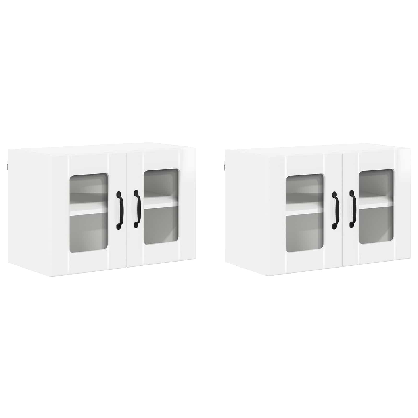 vidaXL Szafka szklana na ścianę LUCCA 2 pcs Biały wysoki połysk