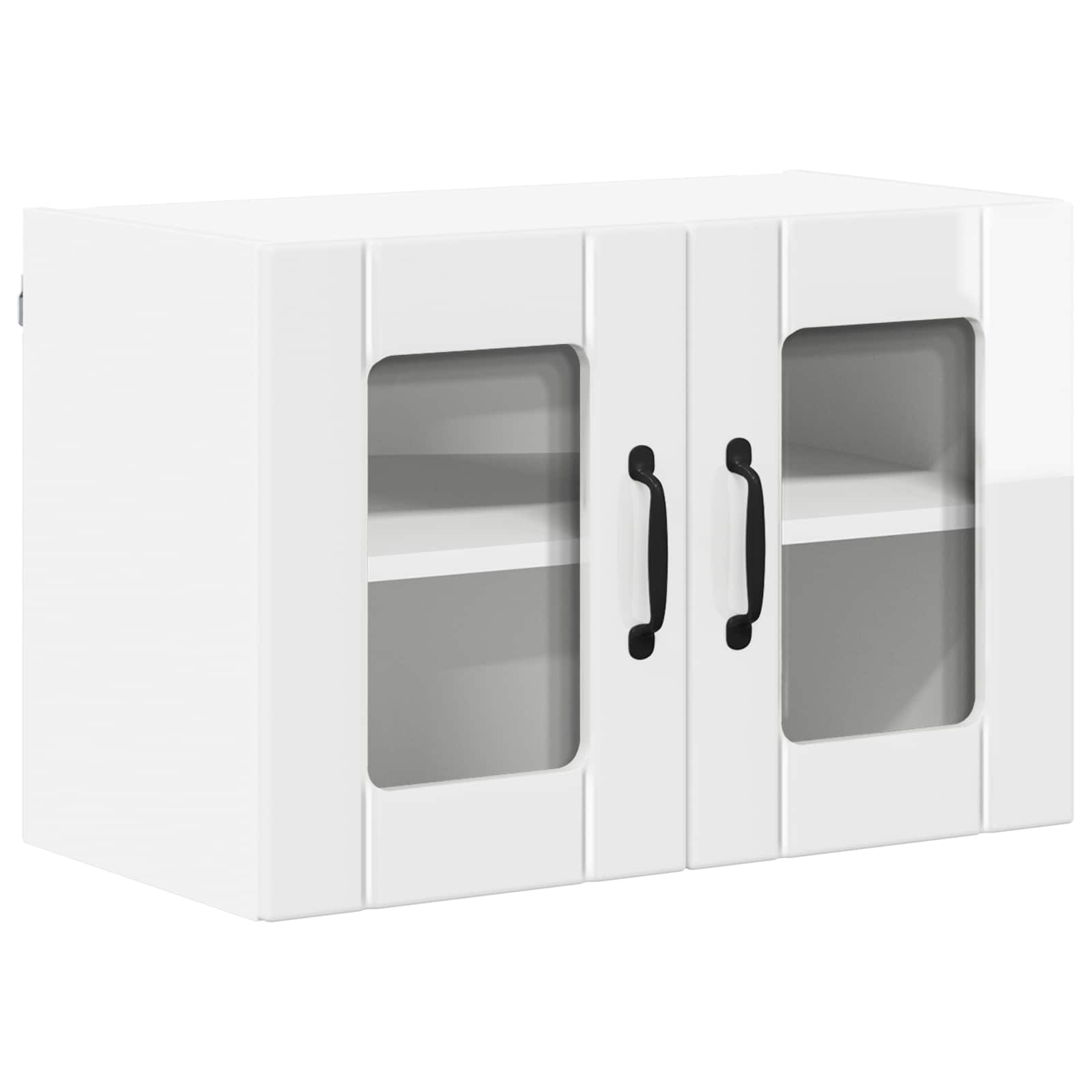vidaXL Szafka szklana na ścianę LUCCA 2 pcs Biały wysoki połysk