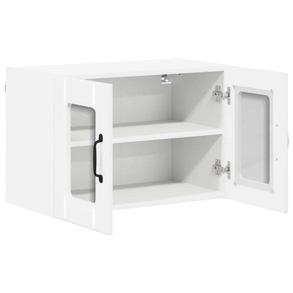 vidaXL Szafka szklana na ścianę LUCCA 2 pcs Biały wysoki połysk