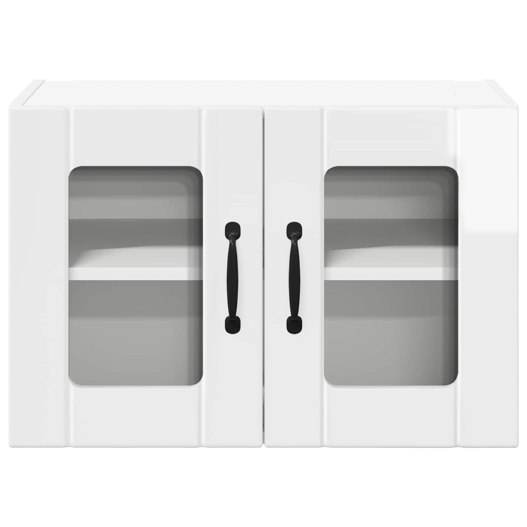 vidaXL Szafka szklana na ścianę LUCCA 2 pcs Biały wysoki połysk