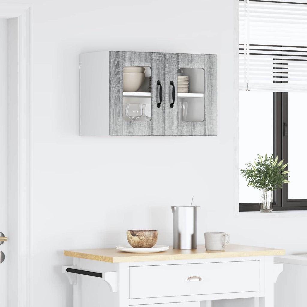 vidaXL Szafka szklana na ścianę LUCCA Szary Sonoma 60 x 31 x 40 cm