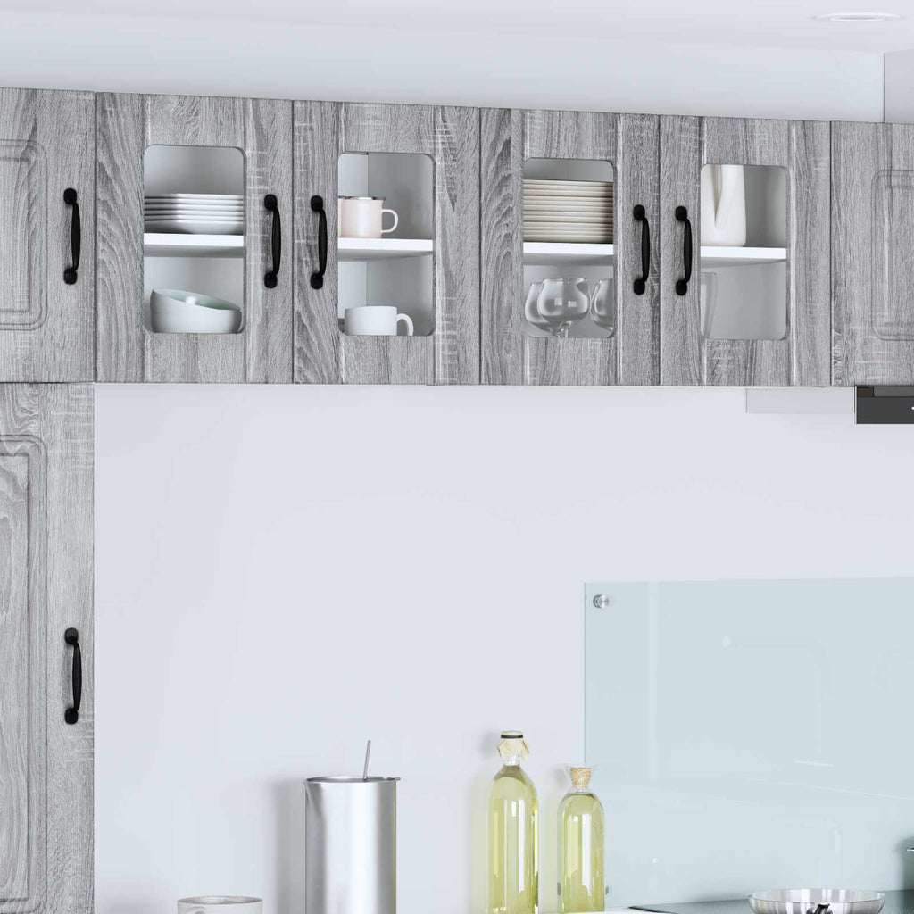 vidaXL Szafka szklana na ścianę LUCCA 2 pcs Szary Sonoma