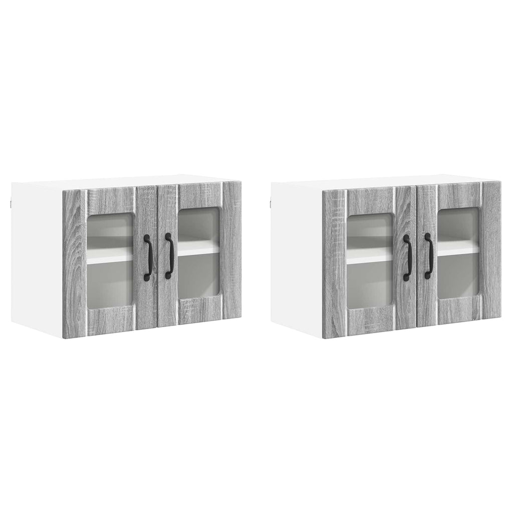 vidaXL Szafka szklana na ścianę LUCCA 2 pcs Szary Sonoma
