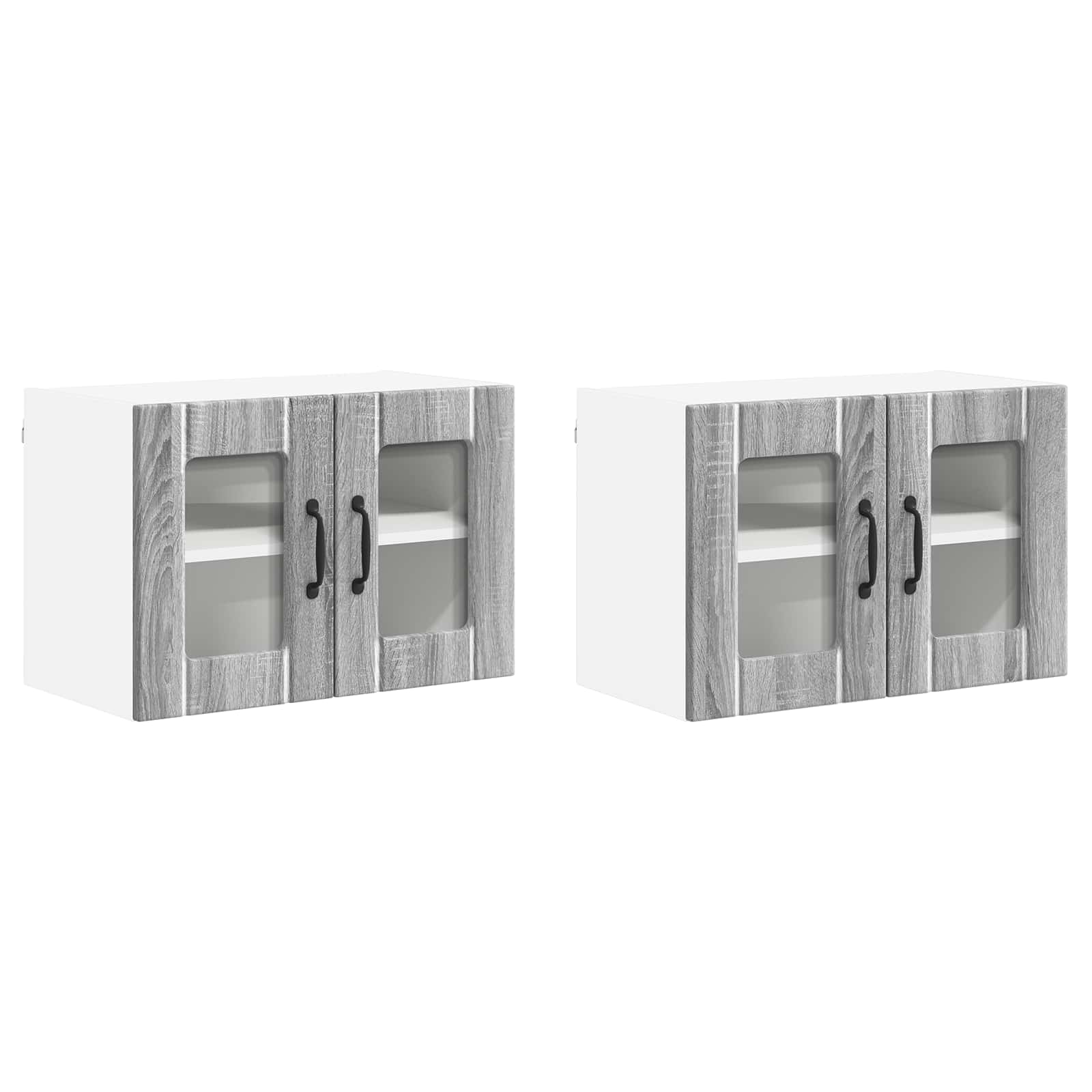 vidaXL Szafka szklana na ścianę LUCCA 2 pcs Szary Sonoma