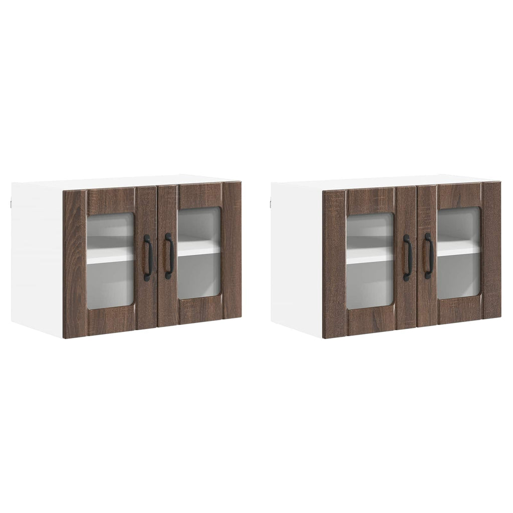 vidaXL Szafka szklana na ścianę LUCCA 2 pcs Brązowy dąb