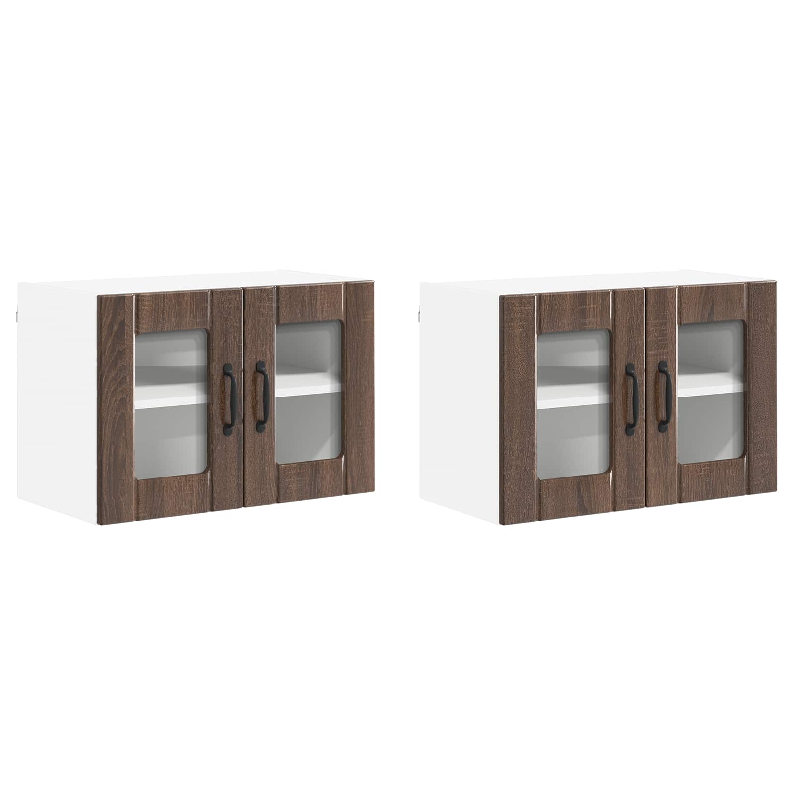 vidaXL Szafka szklana na ścianę LUCCA 2 pcs Brązowy dąb