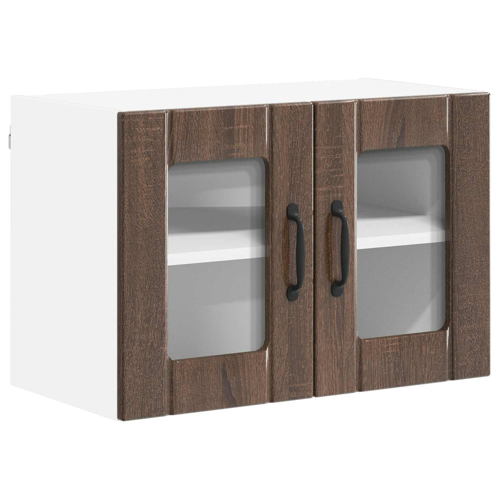 vidaXL Szafka szklana na ścianę LUCCA 2 pcs Brązowy dąb