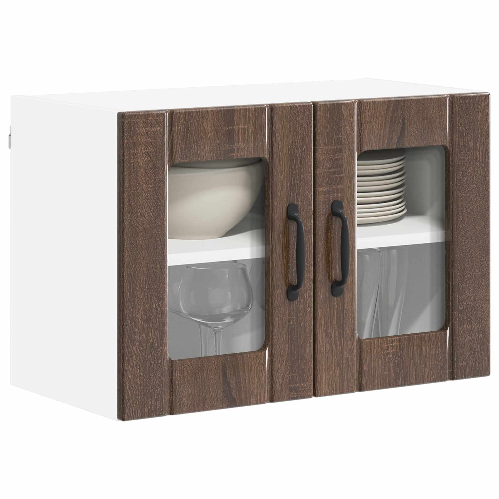 vidaXL Szafka szklana na ścianę LUCCA 2 pcs Brązowy dąb