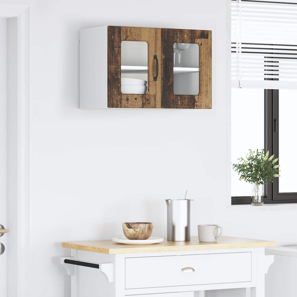 vidaXL Szafka szklana na ścianę LUCCA Stare drewno 60 x 31 x 40 cm