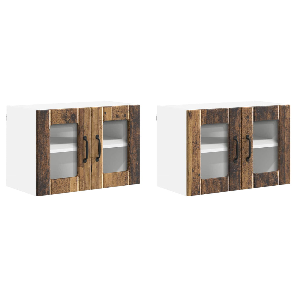 vidaXL Szafka szklana na ścianę LUCCA 2 pcs Stare drewno